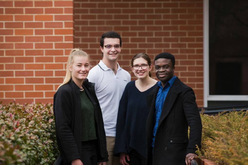 The students want the public to come and hear the impressive array of speakers. Pictured are students Sophie McGready, 17; Huw Smith 17, Rosie Goggs ,18 and Nii Adjei, 17.  Photo: Jamila Toderas
