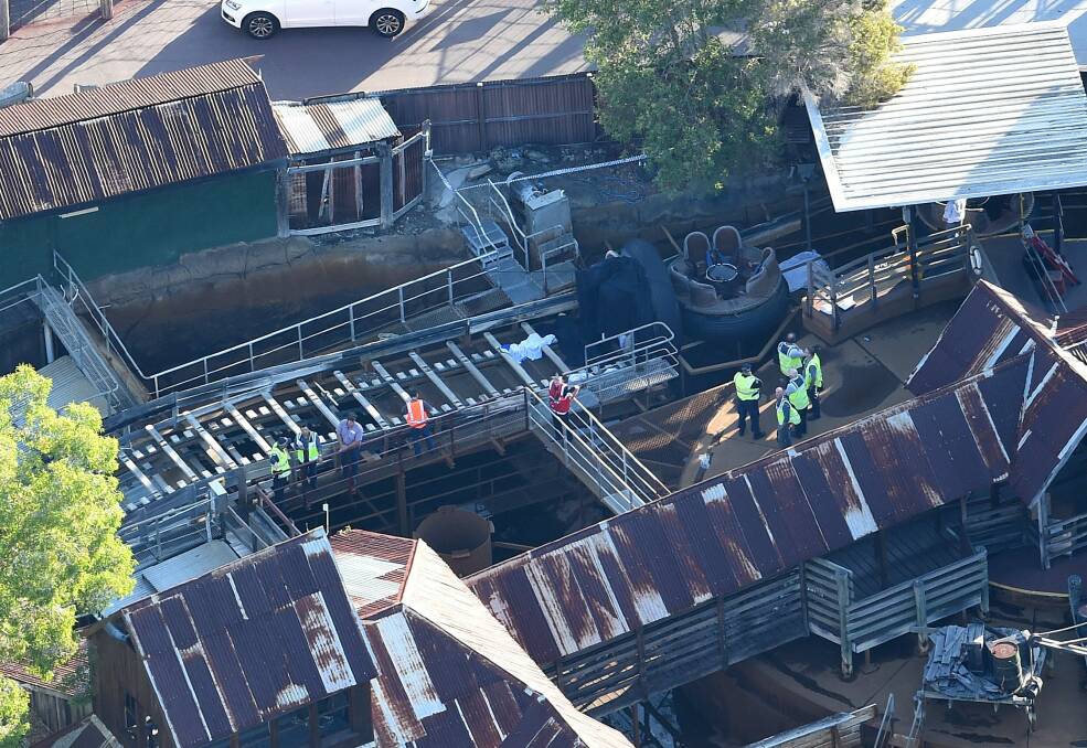 The accident scene at Dreamworld on the day of the tragedy. Photo: AAP