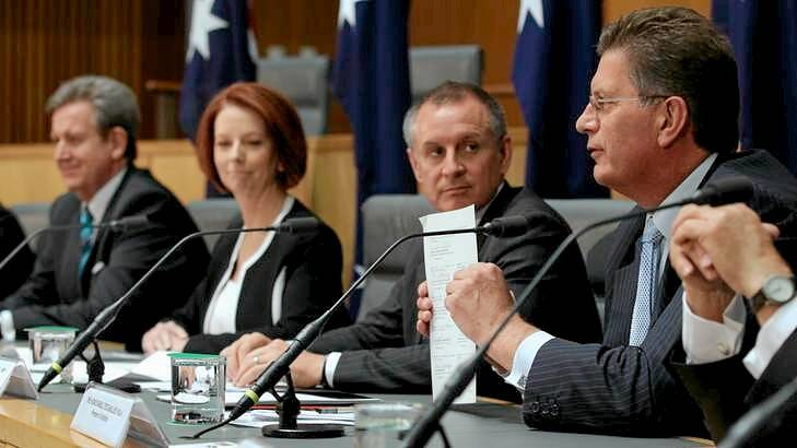 Victorian Premier Ted Baillieu addresses the COAG press conference. Photo: Alex Ellinghausen