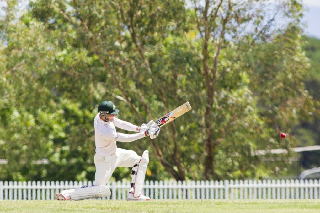 All-round effort: Weston Creek's Sam Taylor launches into a drive. Photo: Rohan Thomson