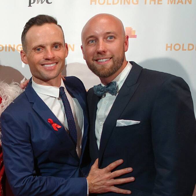 Playwright and screenwriter Tommy Murphy and partner Dane Crawford at the Sydney Film Festival premiere of <i>Holding the Man.</i>  Photo: Prudence Murphy
