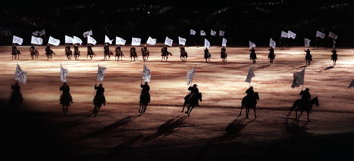 Australian horses take part in the Sydney Olympic Games opening ceremony rehearsal in 2000. Photo: William Mottram