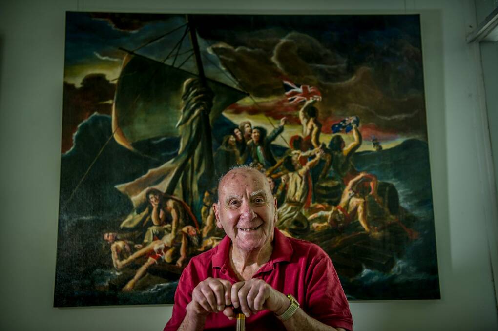 Peter Batey prepares for his 25th Bald Archy Art Prize. Photo: Karleen Minney