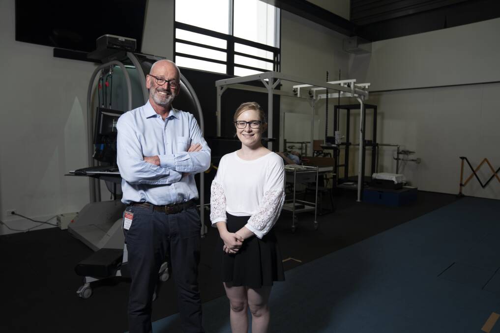 Professor Gordon Waddington and Ashleigh Marchant are studying how humans could one day walk on Mars.  Photo: Lawrence Atkin