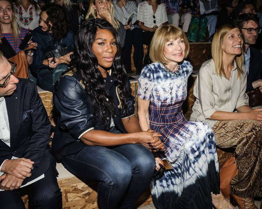 Serena Williams and her fashion mentor Anna Wintour at the coach show prior to her Serena Williams Signature Statement Spring 2017 collection show at New York Fashion Week. Photo: Christopher Smith