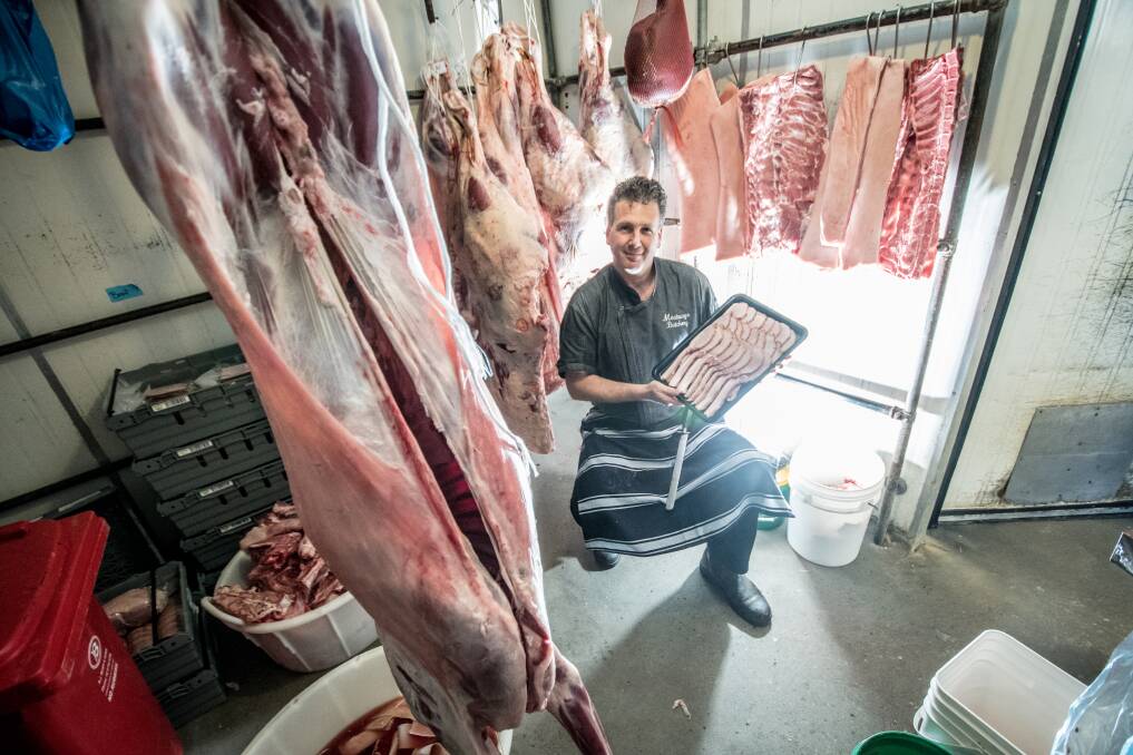 Cameron Fenson, from Meatways Butchery in Kambah, placed third in Australian Pork's best bacon awards. Photo: Karleen Minney