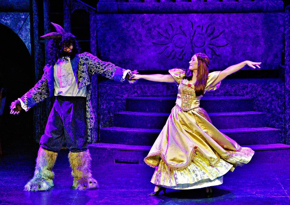 Lachlan McGinness (Beast), left, and Charlotte Gearside (Belle) in <i>Beauty and the Beast</i>.  Photo: Ross Gould