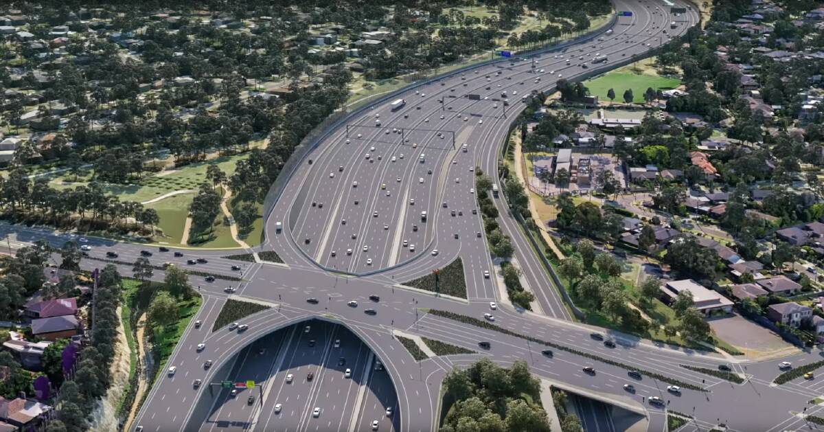 An artist's impression of the North East Link at Doncaster. Photo: Victorian Government