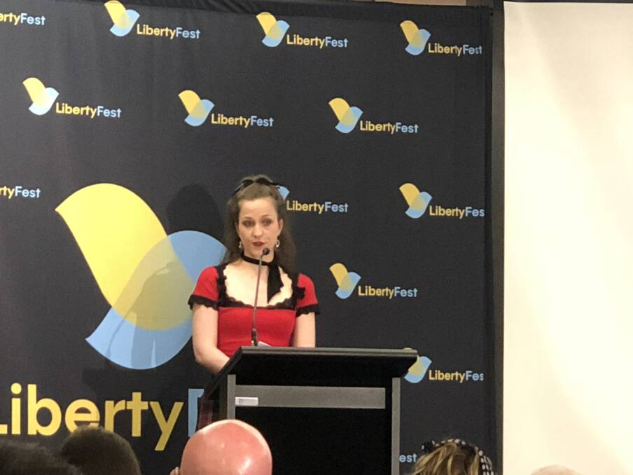 Conservative commentator Daisy Cousens spoke at the LibertyFest conference in Brisbane on Saturday. Photo: Felicity Caldwell