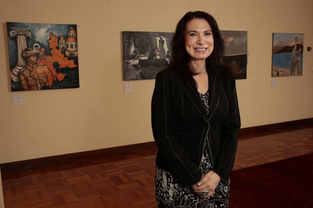 Greek Ambassadrice Eva (Eyvah) T Dafaranos has curated an art exhibition focusing on Lemnos and the Greek perspective on world War II as part of Windows to the World. Photo: Jeffrey Chan