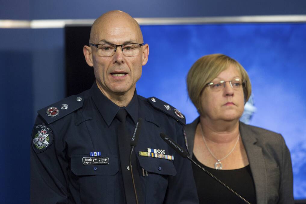 Deputy Commissioner Andrew Crisp and Police Minister Lisa Neville. Photo: Paul Jeffers