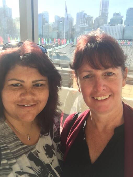 ACT Barnardos Mother of the Year Selina Walker (left) and friend Maree Alchin, who nominated her, in Sydney for the announcement of the national winner. Photo: Supplied