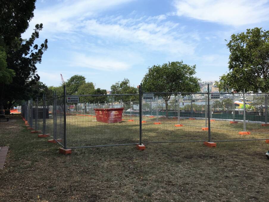 Sections of the park are closed off while the works continue. Photo: Lucy Stone/Brisbane Times