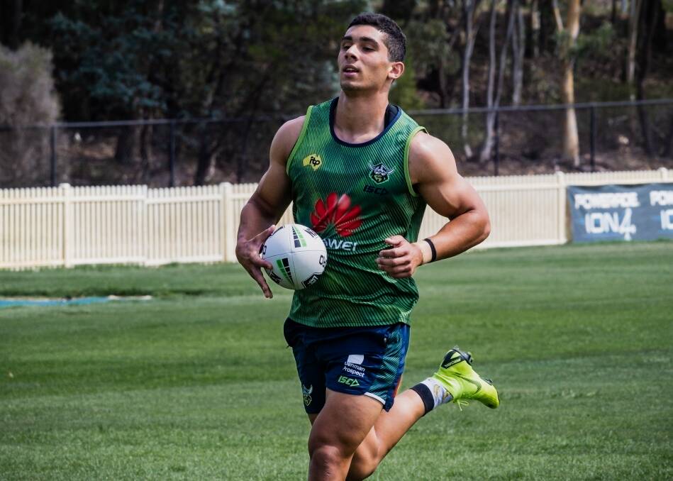 Bailey Simonsson will make his NRL debut on the wing. Photo: Raiders Media