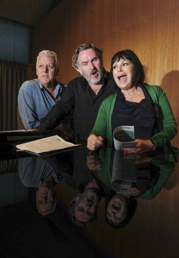 Voices in the Forest rehearsal with Peter Coleman-Wright, Simon O'Neill and Inessa Galante. Photo: Graham Tidy