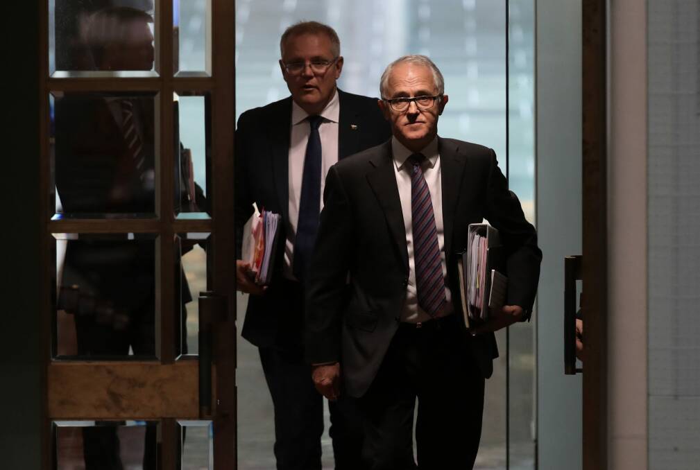 Scott Morrison and Malcolm Turnbull have hardly excelled in selling the bank levy. Photo: Andrew Meares