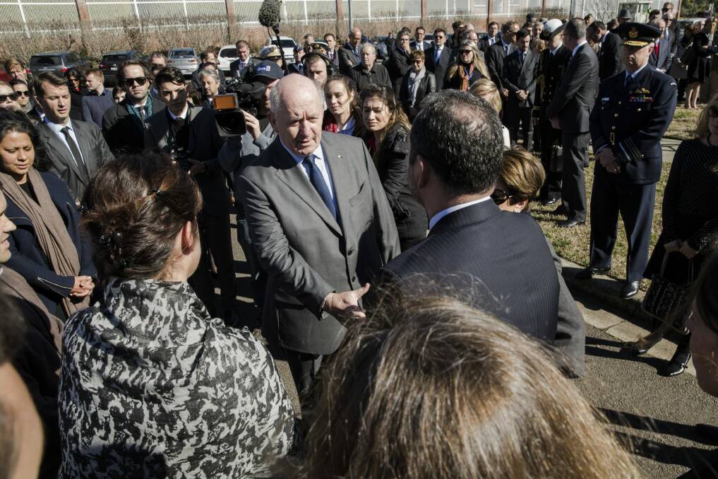 Governor-General Sir Peter Cosgrove at the embassy on Monday. Photo: Steve Duncan