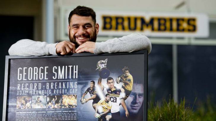 Local hero: George Smith is in town to launch some Brumbies memorabilia based on his long service for the team. Photo: Jay Cronan