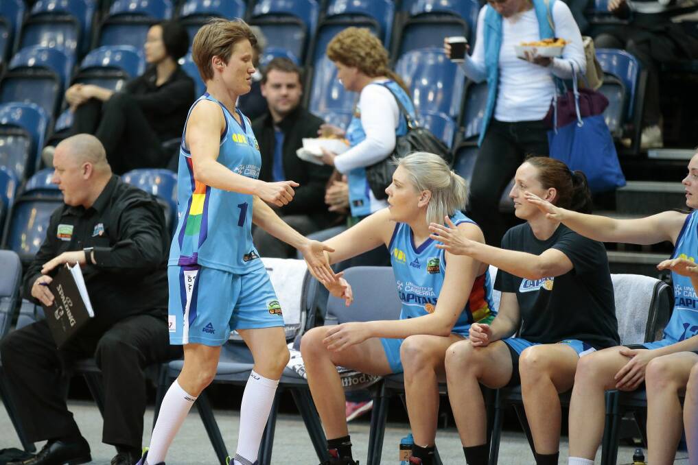 Canberra Capitals legend Jess Bibby in one of the club's rainbow jerseys.  Photo: Jeffrey Chan