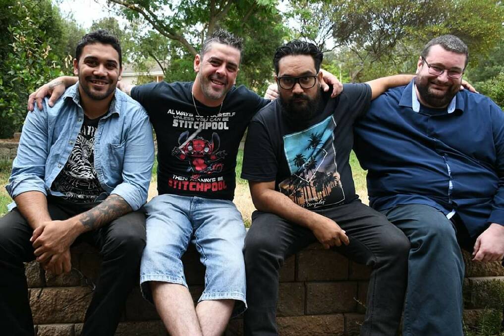 "It's the first but not the last you'll see of us." From left: Jacob Keed, Cy Fahey, Benny Eggmolesse and William Makin. Photo: Koori Comedy