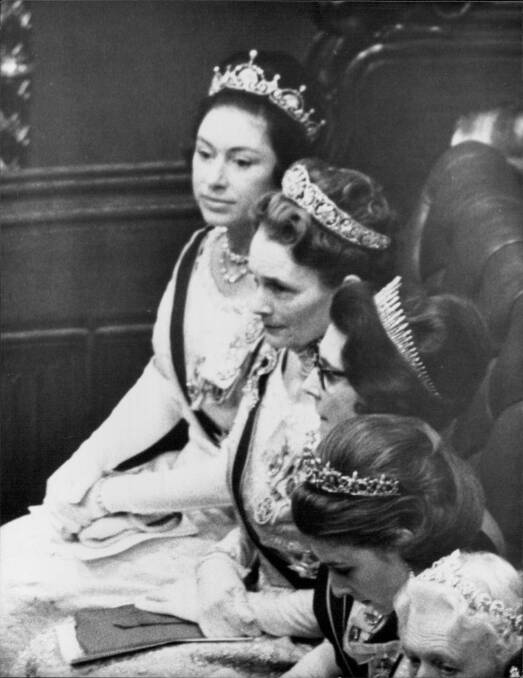 Tiaras en masse at a 1964 opening of Parliament.