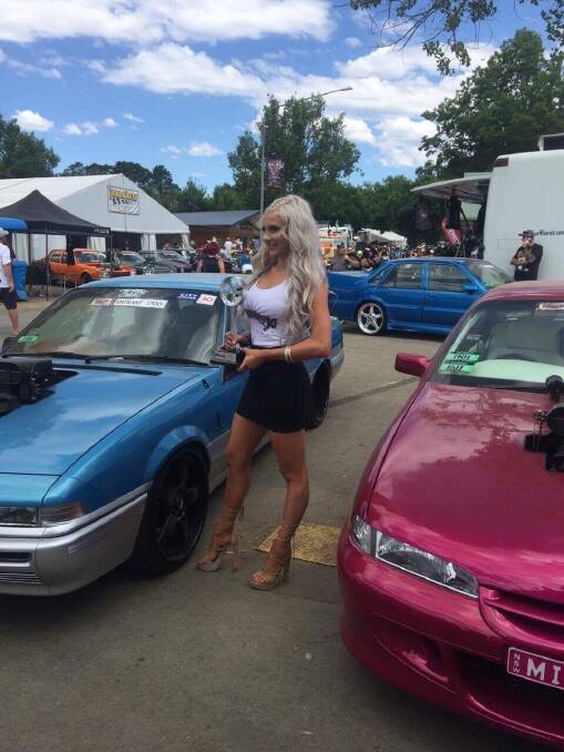 Miss Summernats 2017 Jazmyne Wardell poses with her mother and father's cars. Photo: Supplied