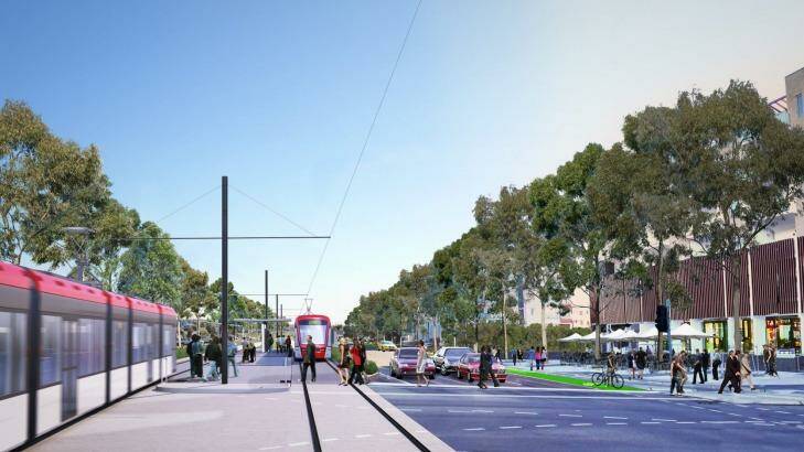 An artist's impression of the proposed Canberra light rail.