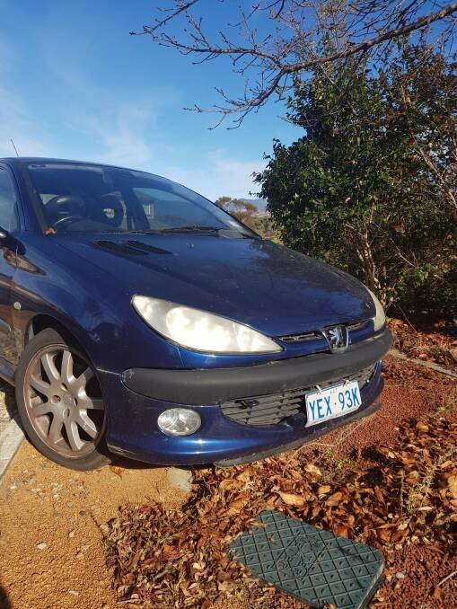ACT Policing is seeking information about a blue Peugeot involved in a hit and run on Thursday July 26 2018. Photo: ACT Policing