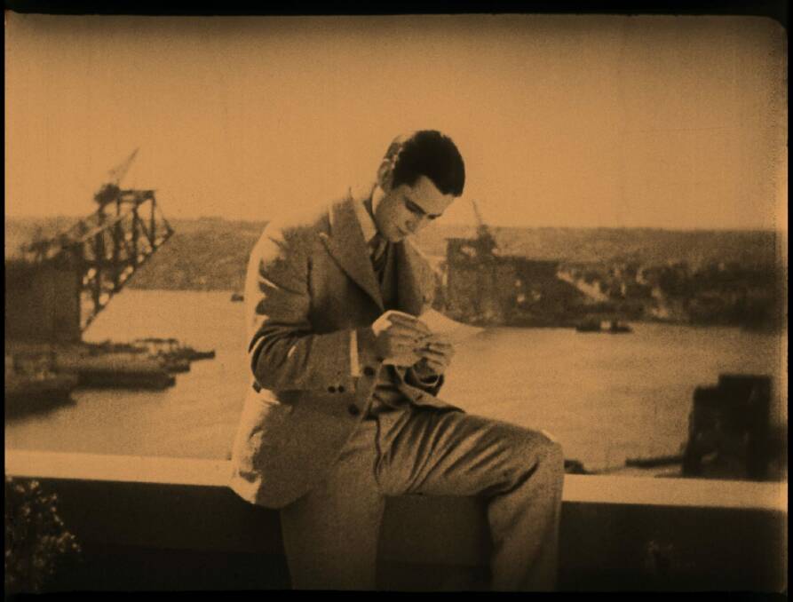 A still from The Cheaters with a partially built Sydney Harbour Bridge in the background. Photo: NFSA