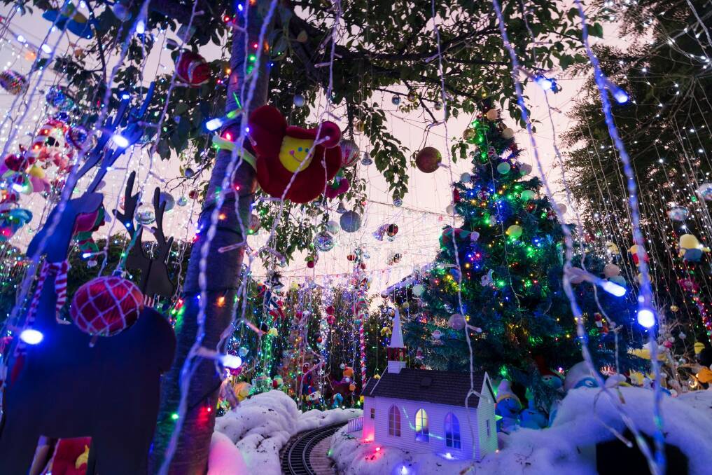 Phil Jensen started putting up his Christmas display in December, something he has done in Bissenberger Crescent for more than 30 years. Photo: Dion Georgopoulos