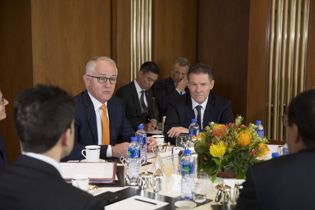 Prime Minister Malcolm Turnbull with new public service commissioner, Peter Woolcott.  Photo: Supplied