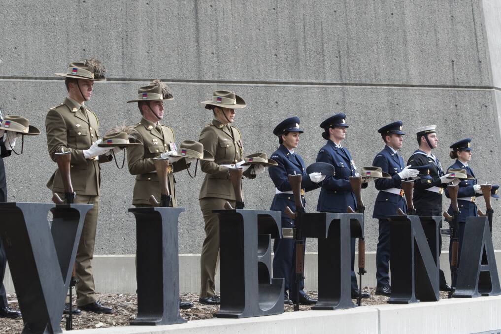 Current members of the Australian Defence Force during the Vietnam War remembrance service. Photo: Elesa Kurtz
