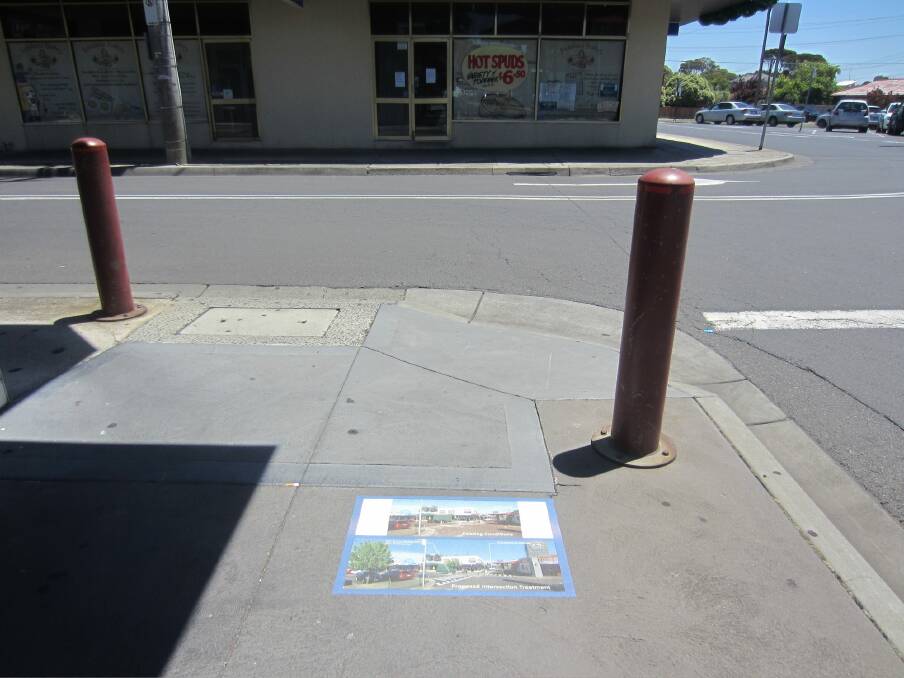 Whittlesea Council in Victoria use pavement notices so the community can visualise proposed development or changes in that area. Photo: Damien Haas