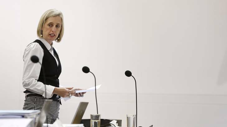 Chief Minister Katy Gallagher responds to a question on Tuesday. Photo: Jeffrey Chan