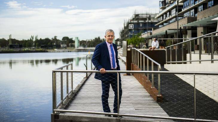 MOVING ON: Outgoing ACT executive director of the Master Builders of Australia, John Miller, at Kingston Foreshore, one of the major developments during his time at the helm. 