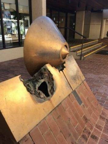The sculpture, titled Il grande ascolto (the great listening) was damaged and part of it was stolen. Photo: ACT Policing