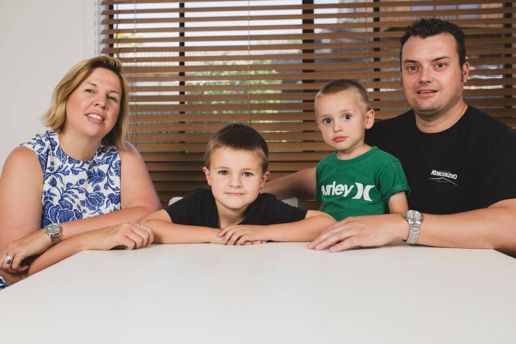 Alyssa Krause and Bryce Wishart, with their children Jude and Luca.  Photo: Jamila Toderas