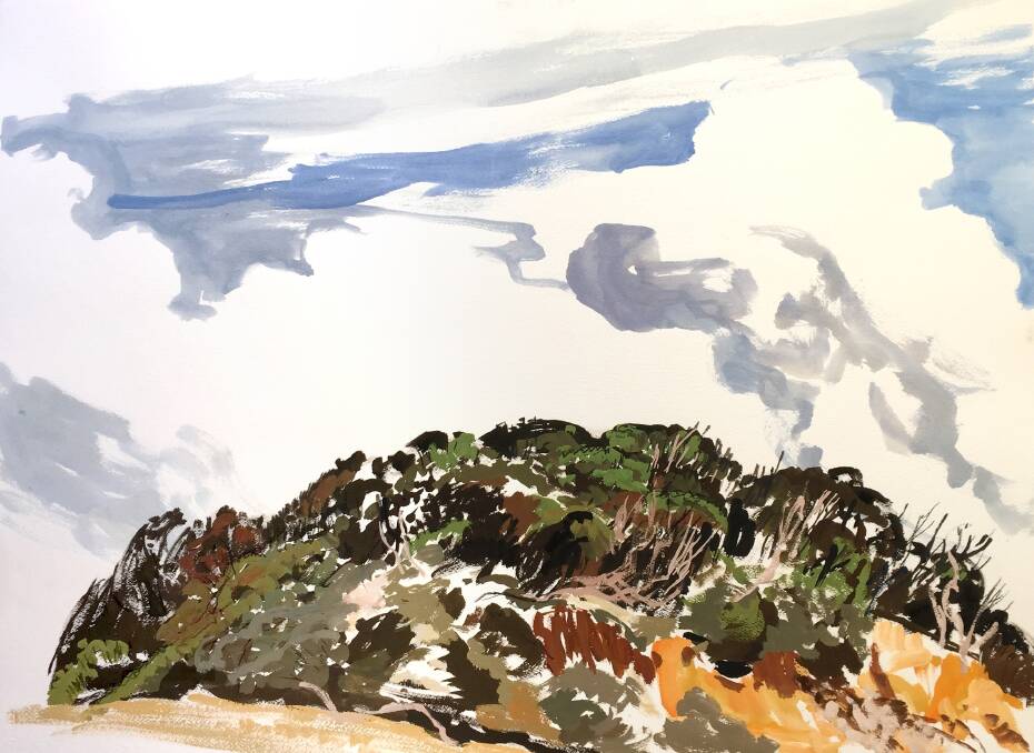 Andrew Sayers' Middle Beach, Mimosa Rocks National Park, gouache on paper. Photo: Supplied