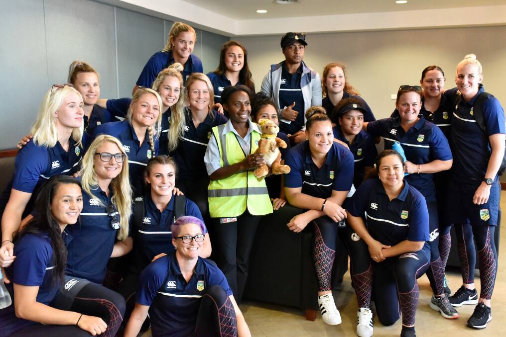 Cultural exchange: The Jillaroos arrive in Port Moresby on Thursday. Photo: NRL Imagery
