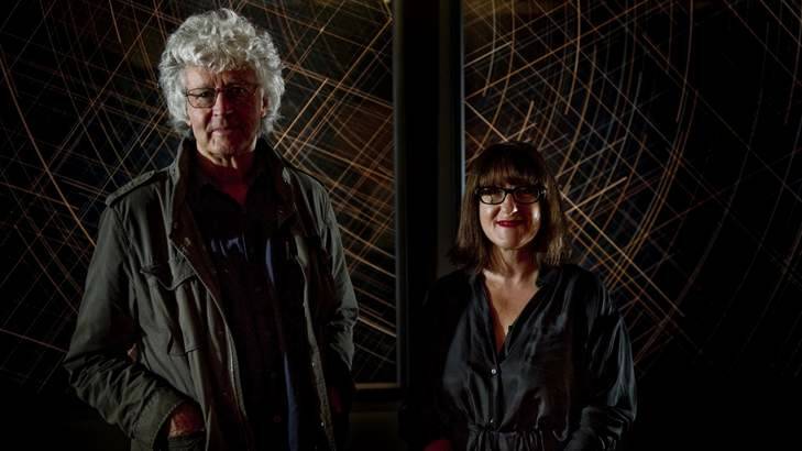 Manager of Wesfarmers Art and Curator Helen Carroll, right, with artist Michael Leunig will open the National Library of Australia latest show of Contemporary Australian Art. Photo: Jay Cronan