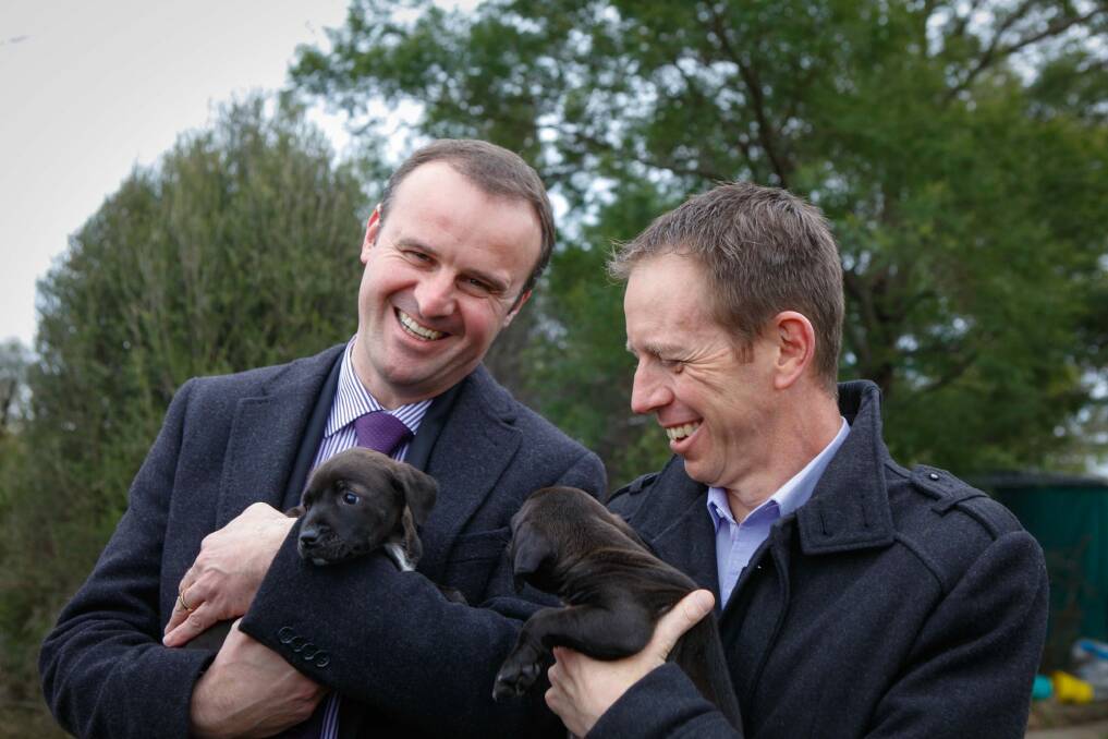 Andrew Barr and Shane Rattenbury. Photo: Katherine Griffiths