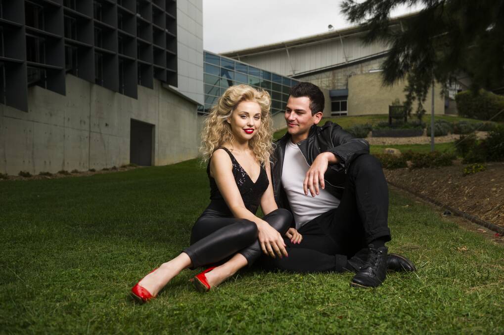 The musical Grease will be on at the AIS Arena this weekend. Ashleigh Taylor as Sandy and Thomas Lacey as Danny.  Photo: Dion Georgopoulos