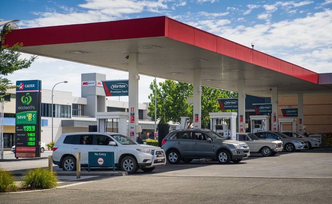 The Queanbeyan Caltex petrol station had a regular stream of customers on Friday. Photo: Elesa Kurtz