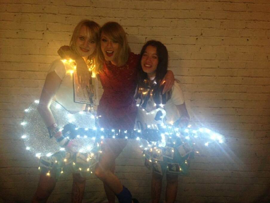 Lucy Sugerman, right, and Kealie Diamond with Taylor Swift at the concert in Sydney. Photo: Supplied