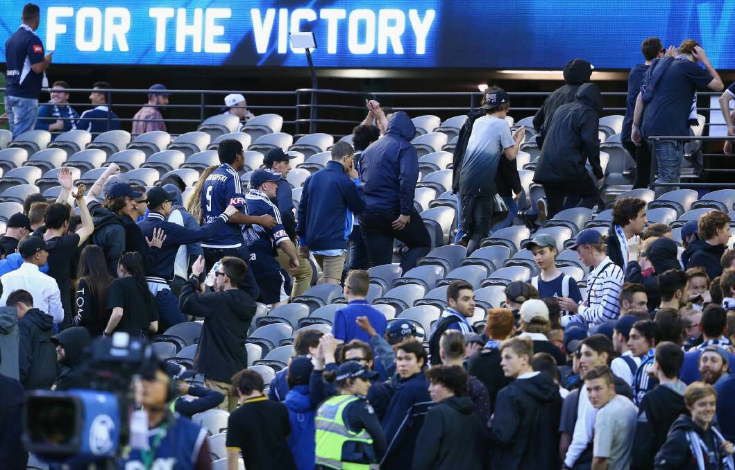 Melbourne Victory fans stage a walkout during the weekend A-League match against Adelaide United. Photo: Getty Images