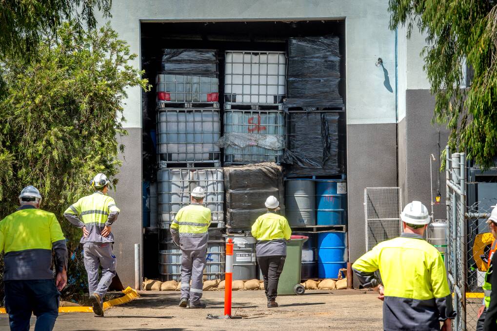 Authorities were faced with a wall of containers filled with toxic waste when they discovered the Epping and Campbellfield warehouses in late December.  Photo: Justin McManus 