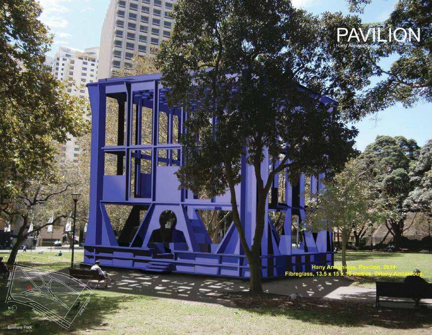 Giant milk crate: The three-storey-high pavilion planned for Belmore Park next to Sydney's Central Station.