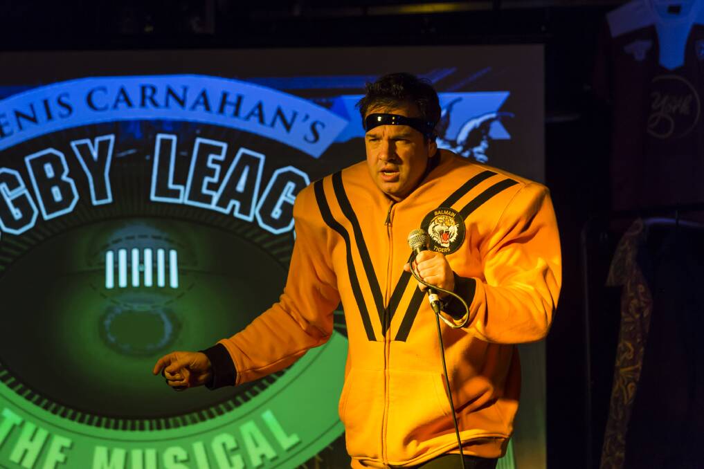 Denis Carnahan in Rugby League the Musical, as former player Wayne Pearce. Photo: Supplied