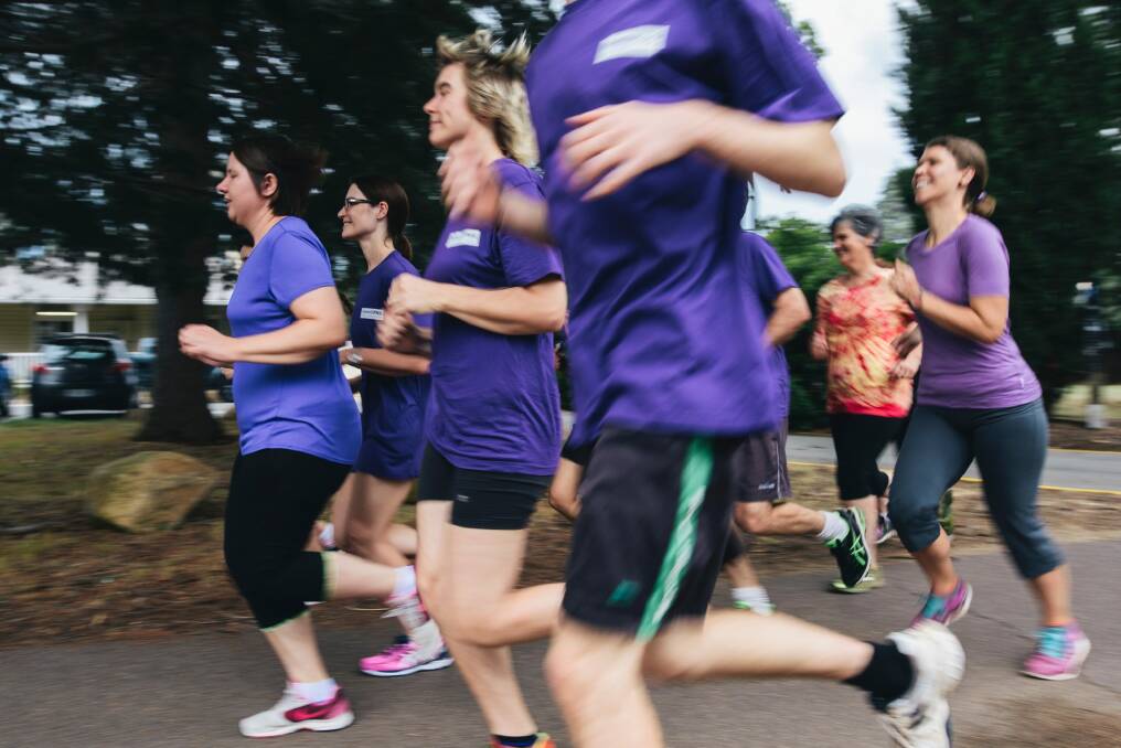 Catch them in purple running and raising funds to support Femili PNG, a non-profit supporting survivors of family and sexual violence in Papua New Guinea.  Photo: Rohan Thomson