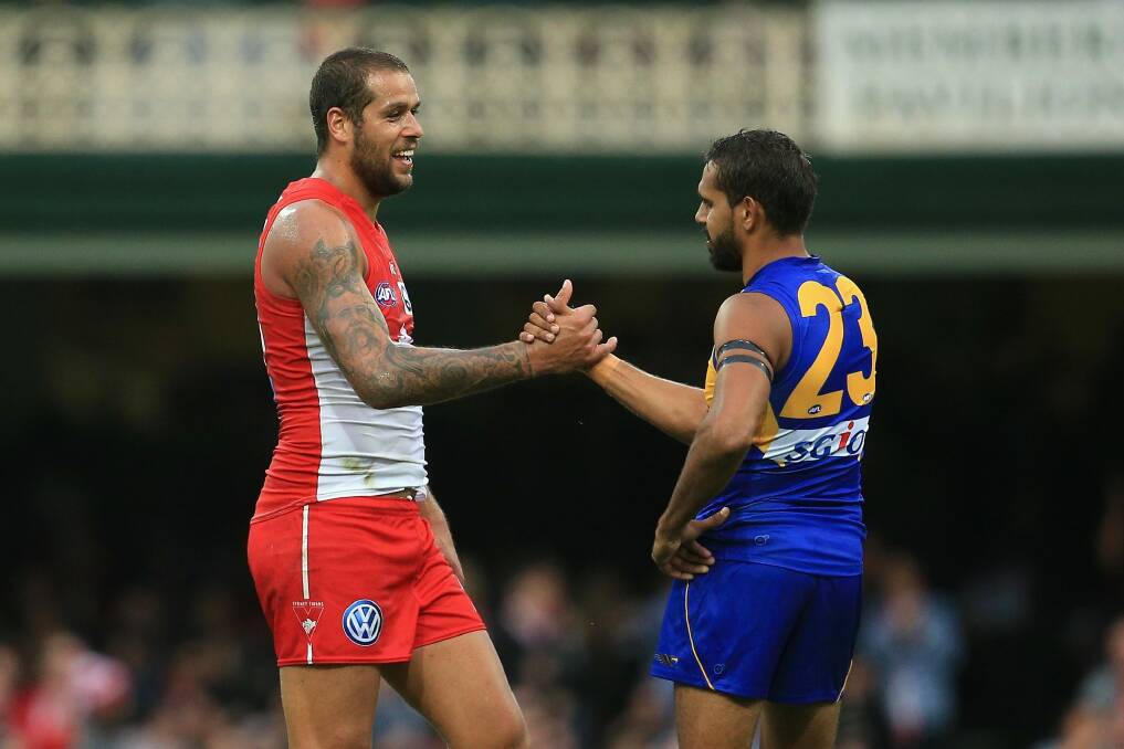 Lance Franklin led the Swans to victory over Lewis Jetta and the Eagles. Photo: Getty Images